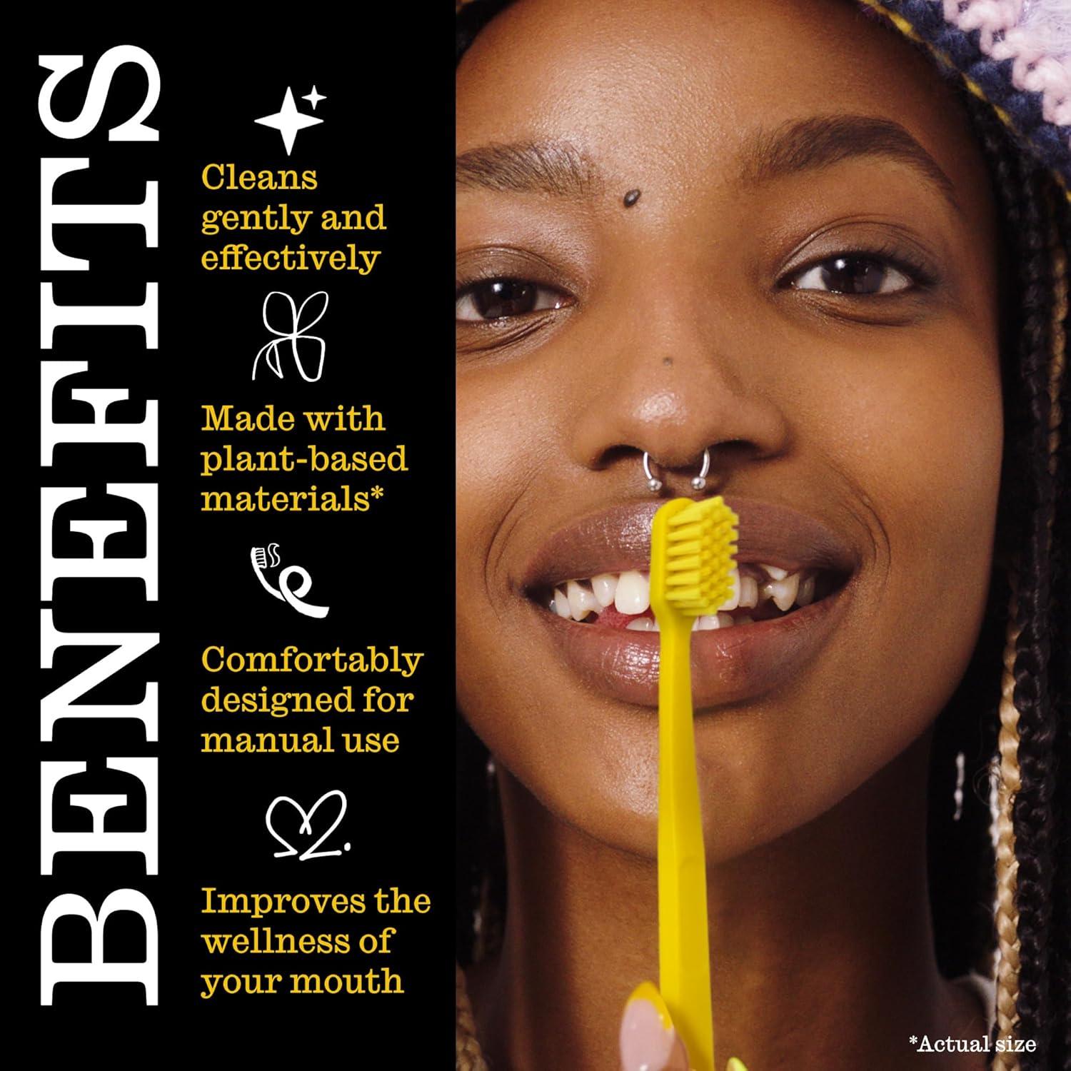 image:imageTWICE Oral Wellness Yellow Toothbrush Extra Soft Bristles EcoFriendly PlantBased Handle Gentle Cleaning for Sensitive Teeth amp Gums 2 Count2 Count Pack of 1