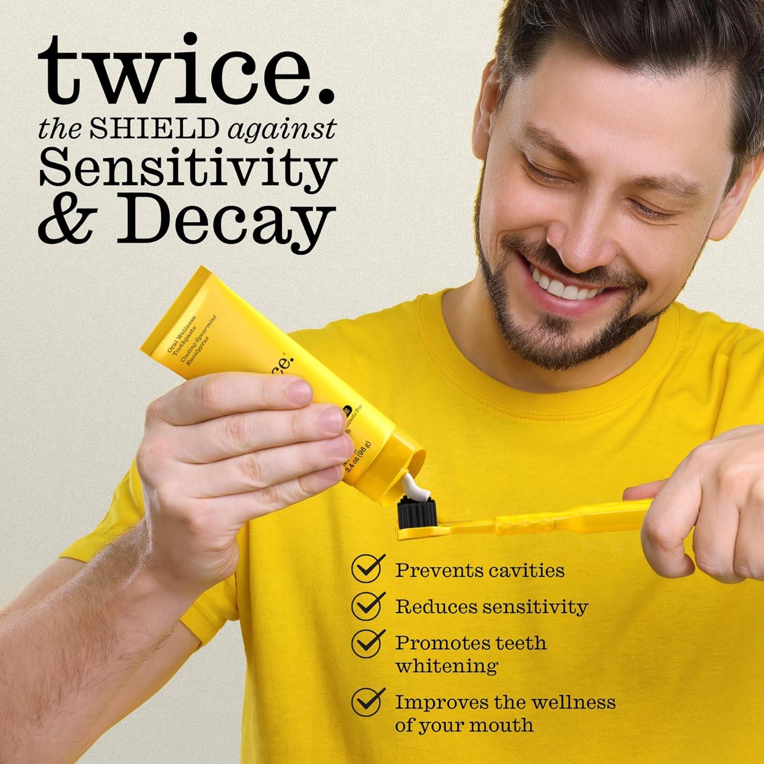 image:imageTwice AntiCavity Fluoride Toothpaste Sensitivity Relief Teeth Whitening amp Fresh Breath Cooling Spearmint Natural Toothpaste 34 oz34 Fl Oz Pack of 1