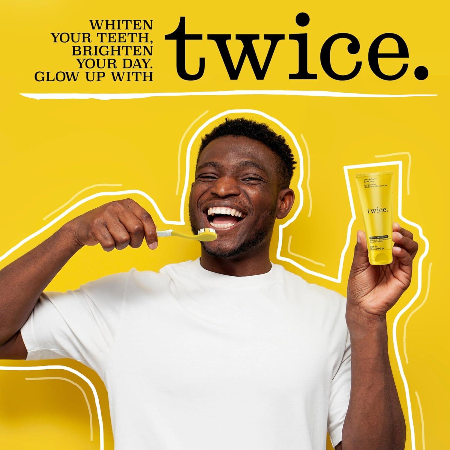 image:imageTwice AntiCavity Fluoride Toothpaste Sensitivity Relief Teeth Whitening amp Fresh Breath Wintergreen Peppermint Natural Toothpaste 34 oz34 Fl Oz Pack of 1