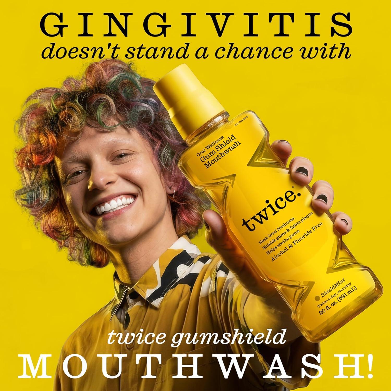 image:imageTwice Gum Shield Antigingivitis Mouthwash with 005 CPC Alcohol amp FluorideFree Oral Rinse to Help Prevent Gingivitis amp Control Plaque Shield Mint 20 Fl Oz20 Fl Oz Pack of 1