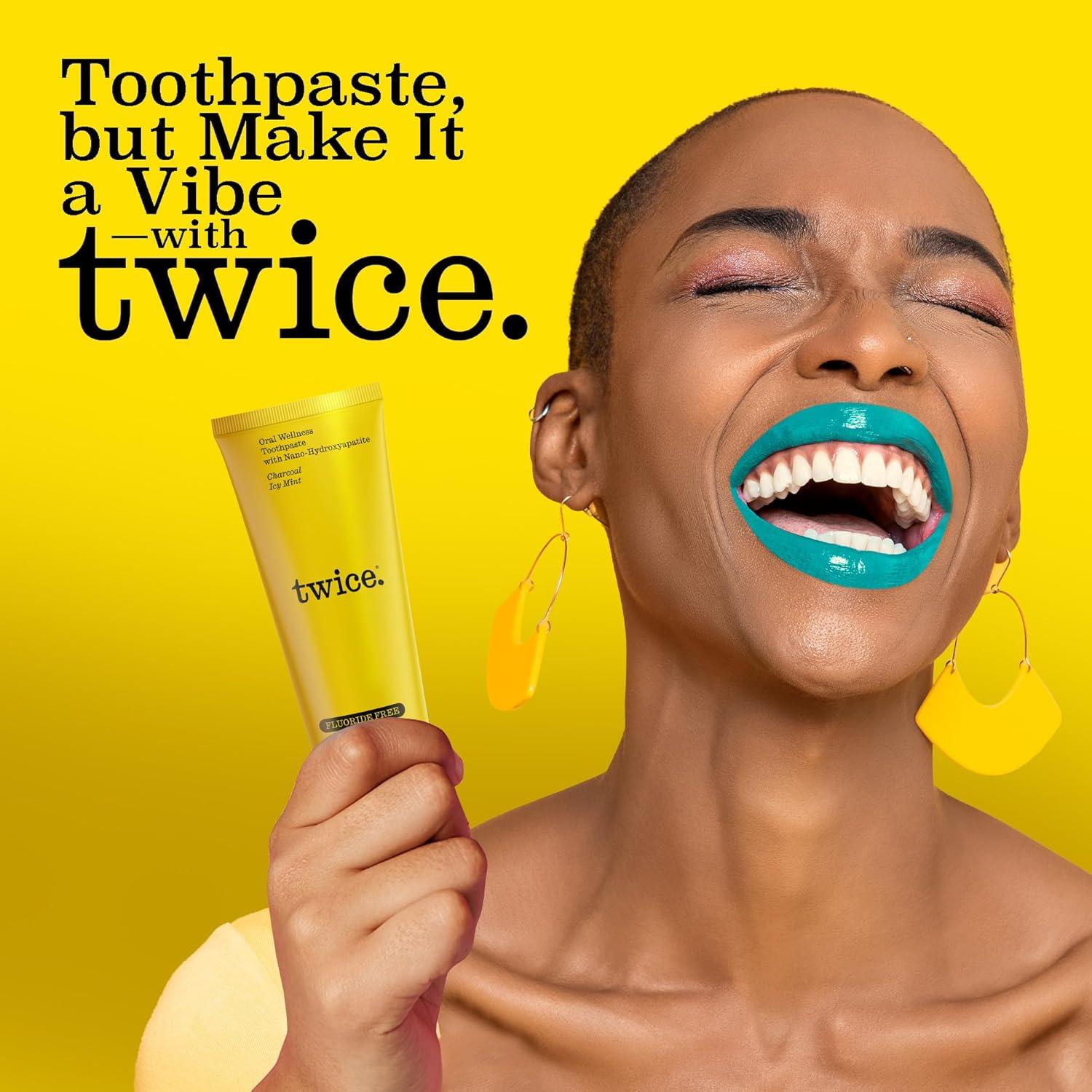 image:imageTwice NanoHydroxyapatite Toothpaste FluorideFree Helps Remineralize Teeth Freshens Breath amp Activated Charcoal for Teeth Whitening ICY Mint 34 oz Pack of 334 Fl Oz Pack of 3