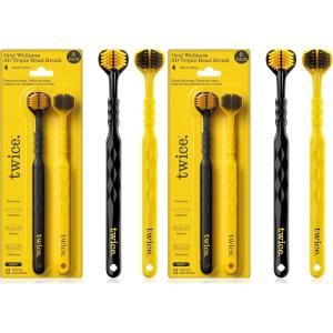 TWICE 3D Triple-Head Toothbrush – Soft Bristles for Sensitive Gums with Advanced 3-Sided Design to Effectively Remove Plaque, Also Suitable for Braces, Aligners & Dentures, 2 Count(1 Count (Pack of 4))
