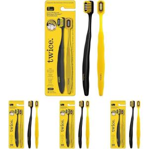TWICE Soft Stadium Bristle Toothbrush – Innovative 3-Tier Soft Bristles That Helps Remove Plaque by Hugging to Teeth & Gums for a Deep Clean, 2 Count(2 Count (Pack of 4))