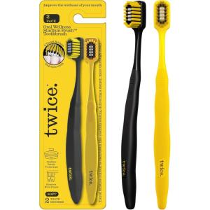 TWICE Soft Stadium Bristle Toothbrush – Innovative 3-Tier Soft Bristles That Helps Remove Plaque by Hugging to Teeth & Gums for a Deep Clean, 2 Count(2 Count)