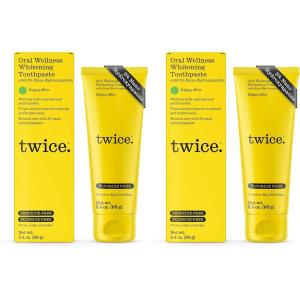 Twice 5% Nano Hydroxyapatite Whitening Toothpaste – Fluoride & Peroxide Free, Vegan, Gentle Triple-Action Clean for Everyday Oral Care – Happy Mint – 3.4oz, Pack of 3(3.4 Fl Oz (Pack of 2))