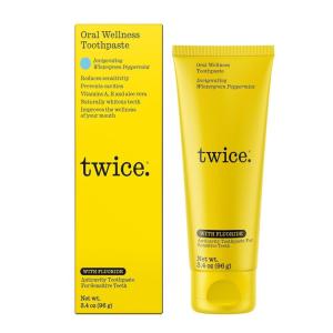 Twice Anti-Cavity Fluoride Toothpaste – Sensitivity Relief, Teeth Whitening & Fresh Breath – Wintergreen Peppermint Natural Toothpaste – 3.4 oz(3.4 Fl Oz (Pack of 1))