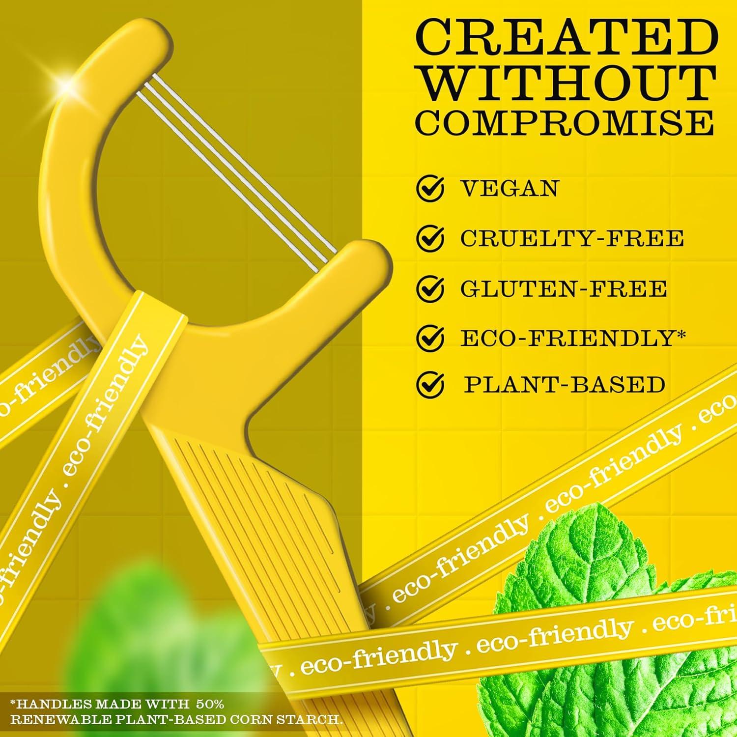 image:imageTwice 3Strand Floss Picks Dual Action Flosser amp Toothpick WaxCoated Floss amp EcoFriendly Cornstarch Handles Vegan Shred Resistant Strong Mint 300 Ct300 Count Pack of 2
